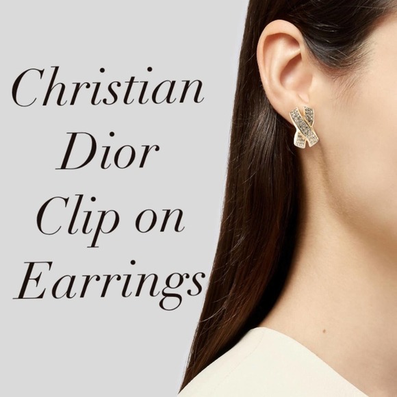 Dior Jewelry - Gorgeous Vintage Christian Dior Earrings Crystal X style, gold plated
